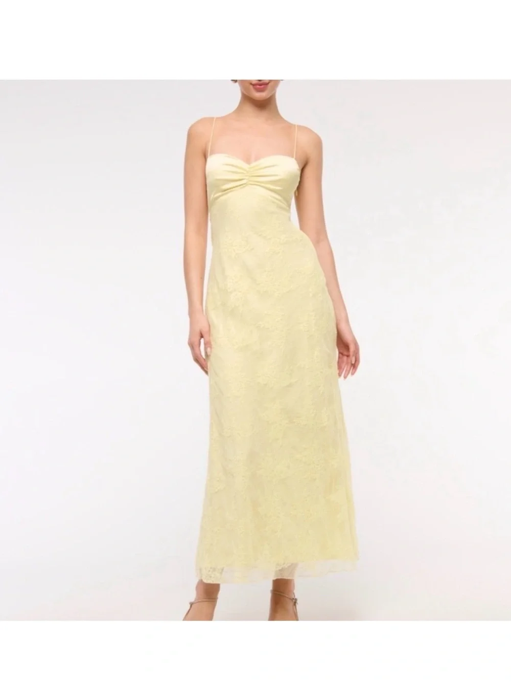 Abercrombie and fitch XL Julia slip lace dress butter yellow